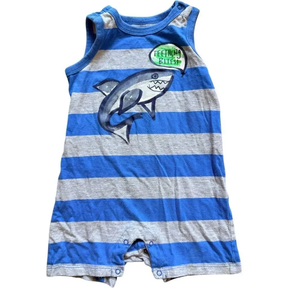 Baby Boys The Childrens Place Teething Bites Sleeveless Creeper Romper - 12-18 m
